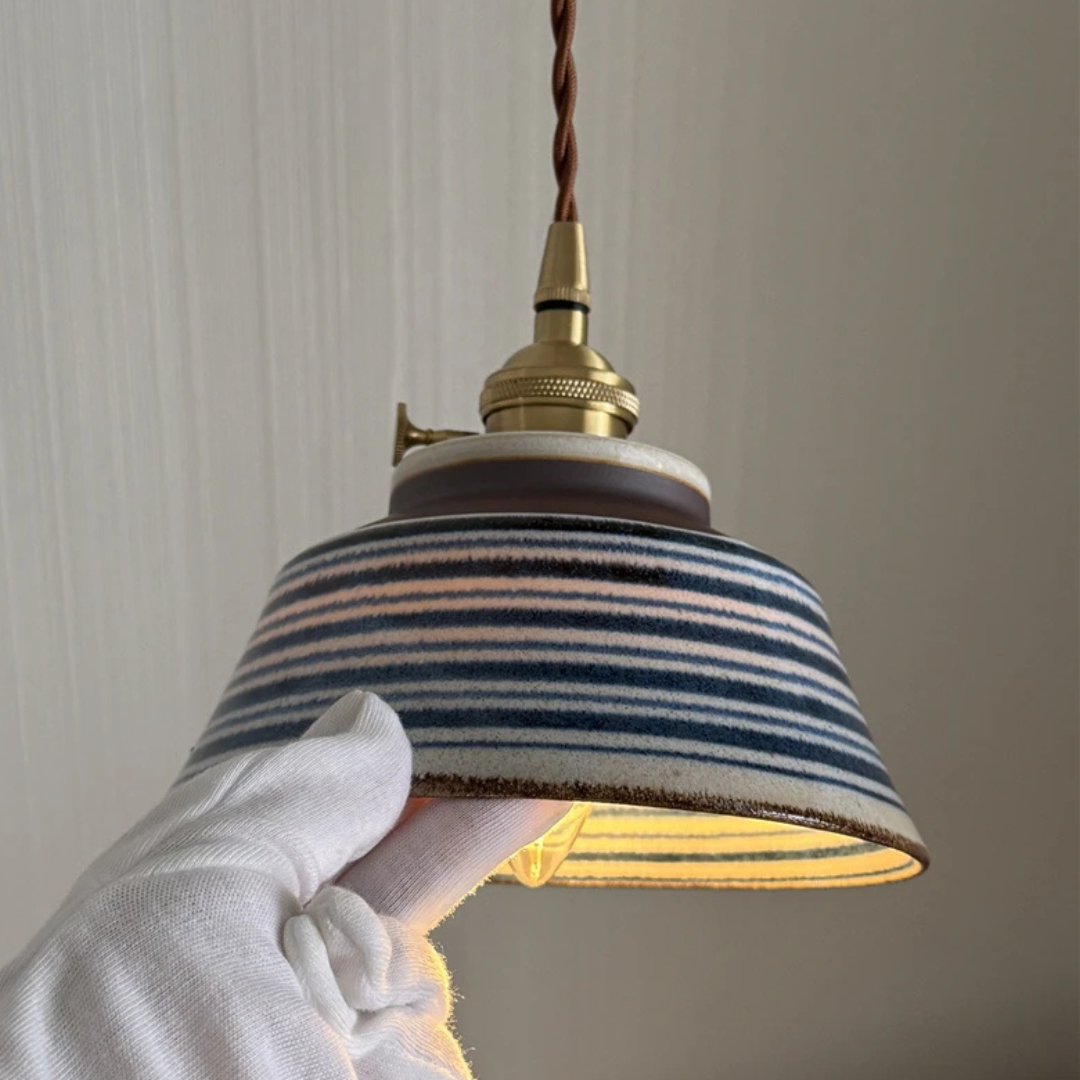 Ceramic Pendant Light Wabi Indigo Line