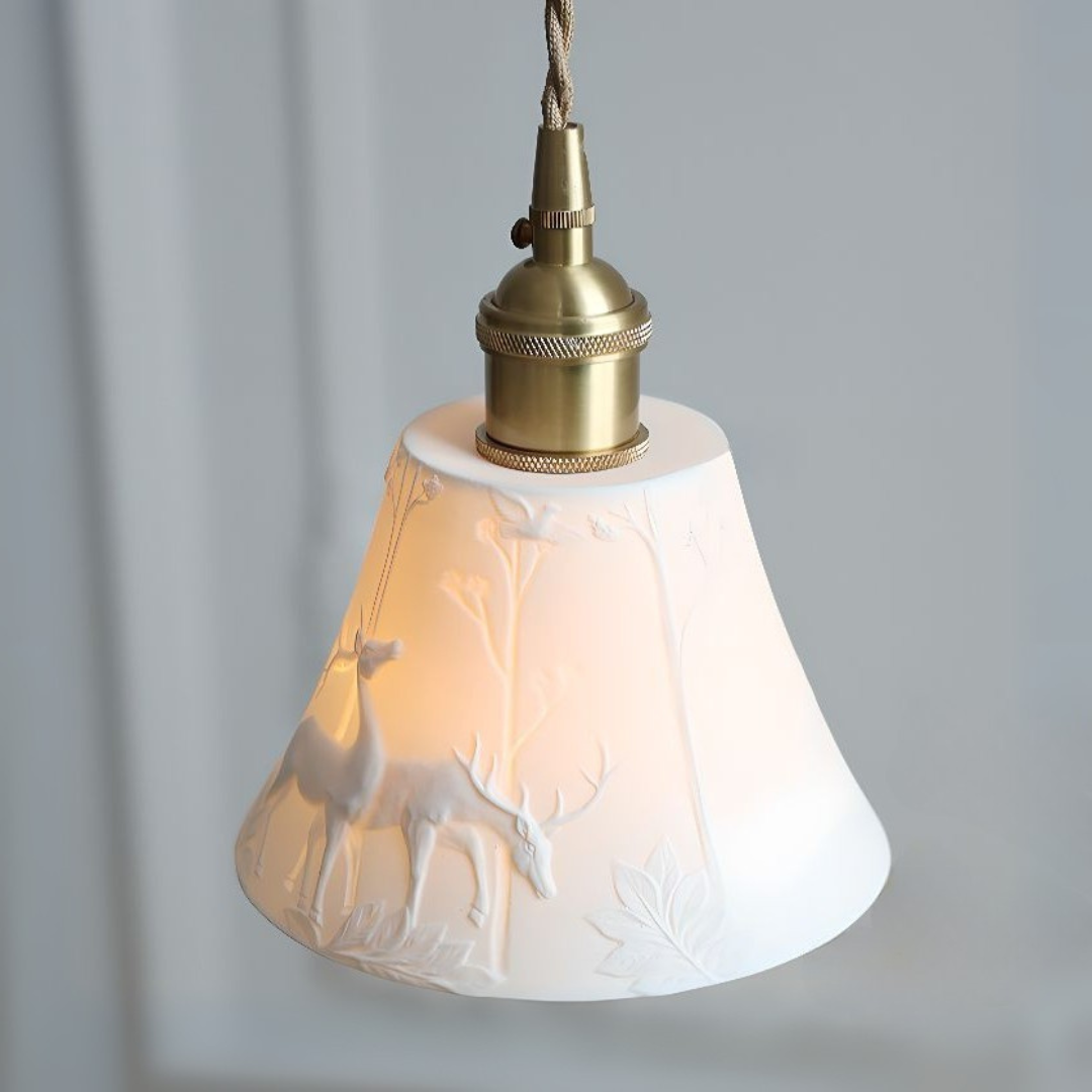 Deer Dream Glow Ceramic Pendant