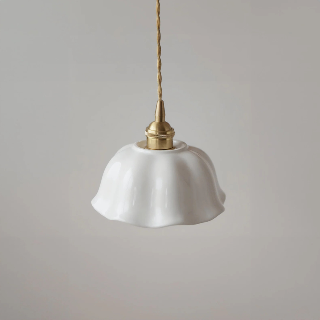White Bloom Ceramic Pendant