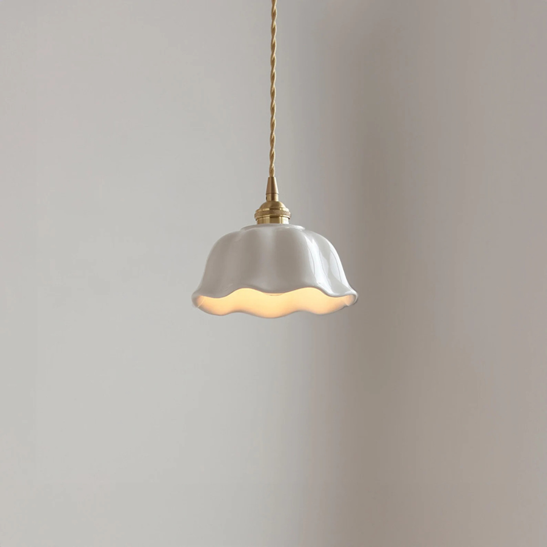 White Bloom Ceramic Pendant
