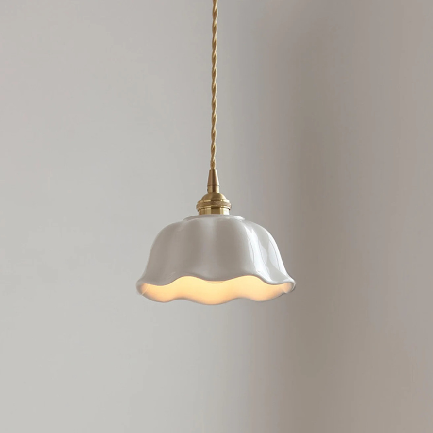 White Bloom Ceramic Pendant