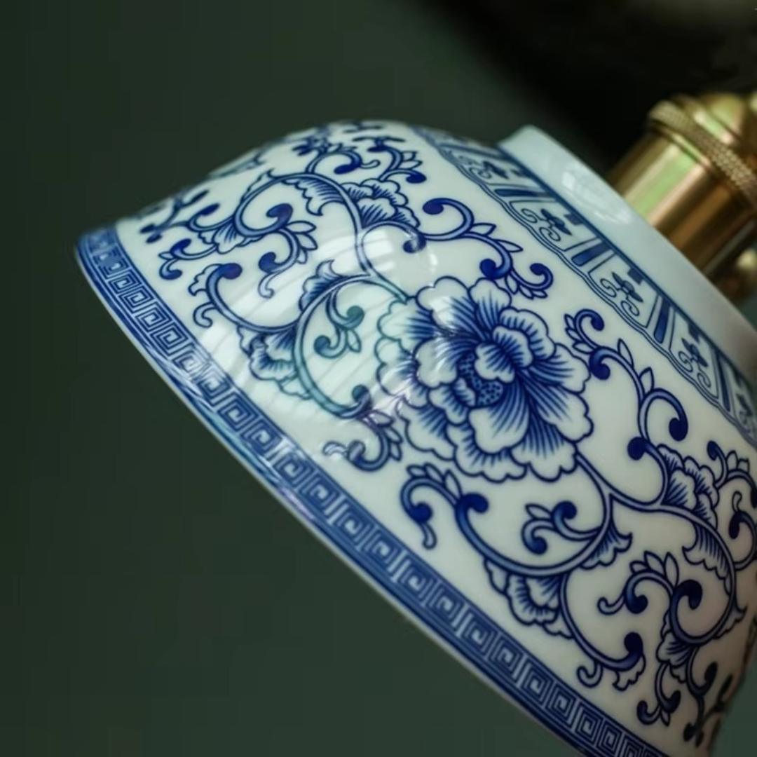 Botanic Blue Halo Ceramic Pendant Light