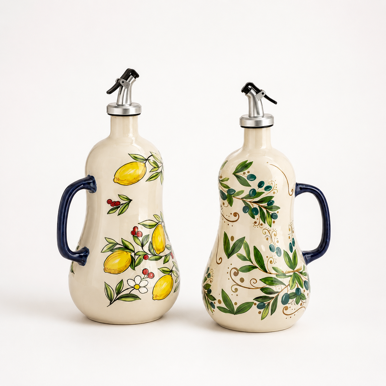 Mediterranean Wide Ceramic Oil Cruet Bottle
