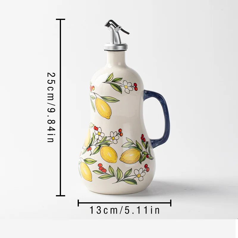Mediterranean Wide Ceramic Oil Cruet Bottle