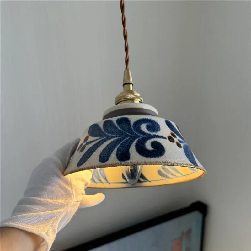 Ceramic Pendant Light Wabi Indigo Line