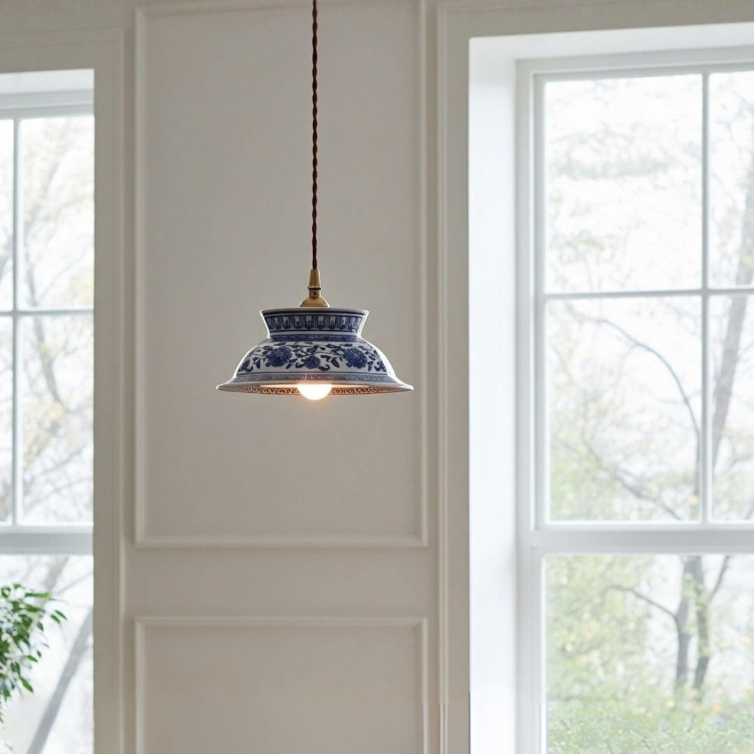 Blue Willow Ceramic Pendant