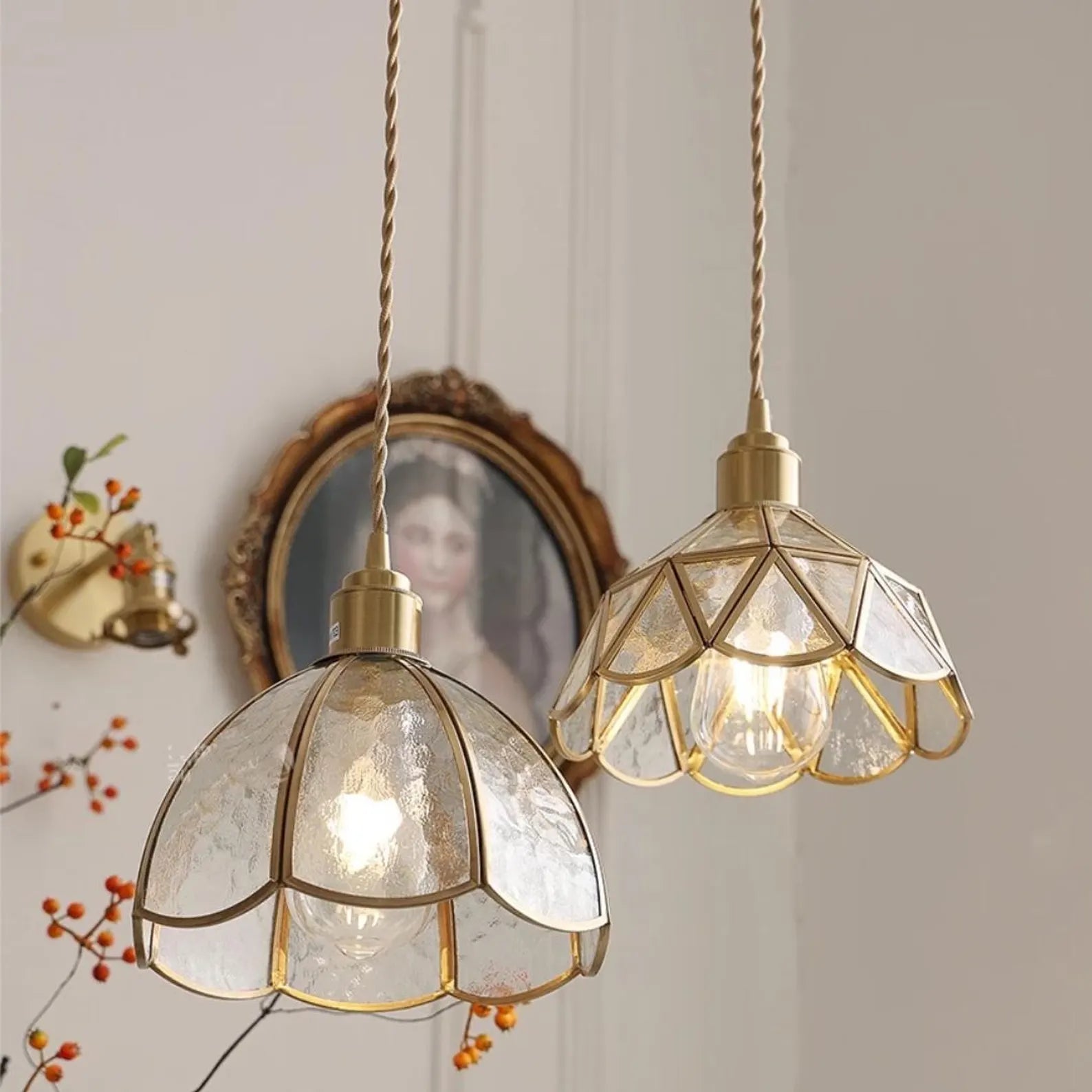 Textured Glass Pendant Light Retro Inspired