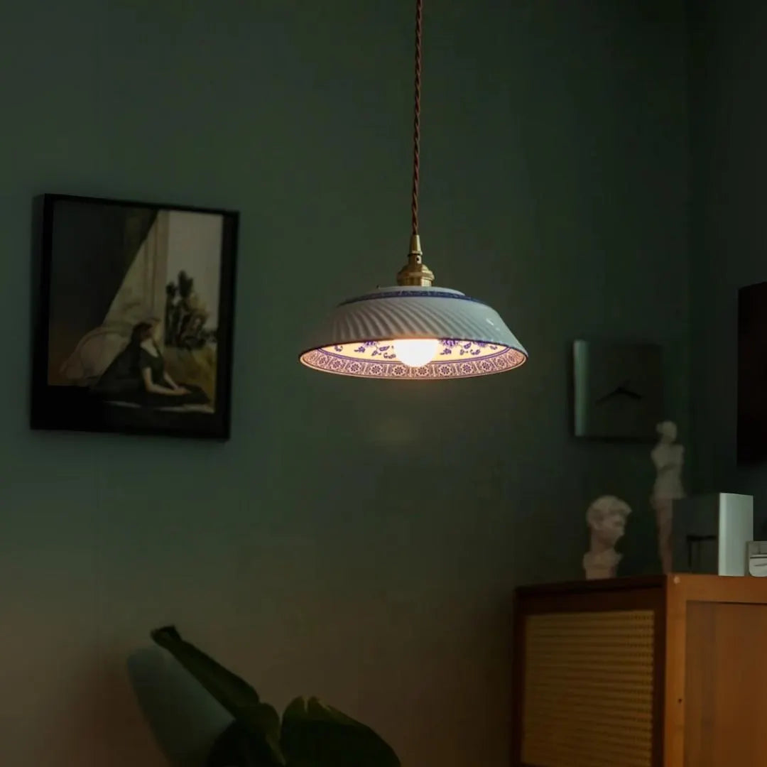 Edo Blue Ceramic Pendant