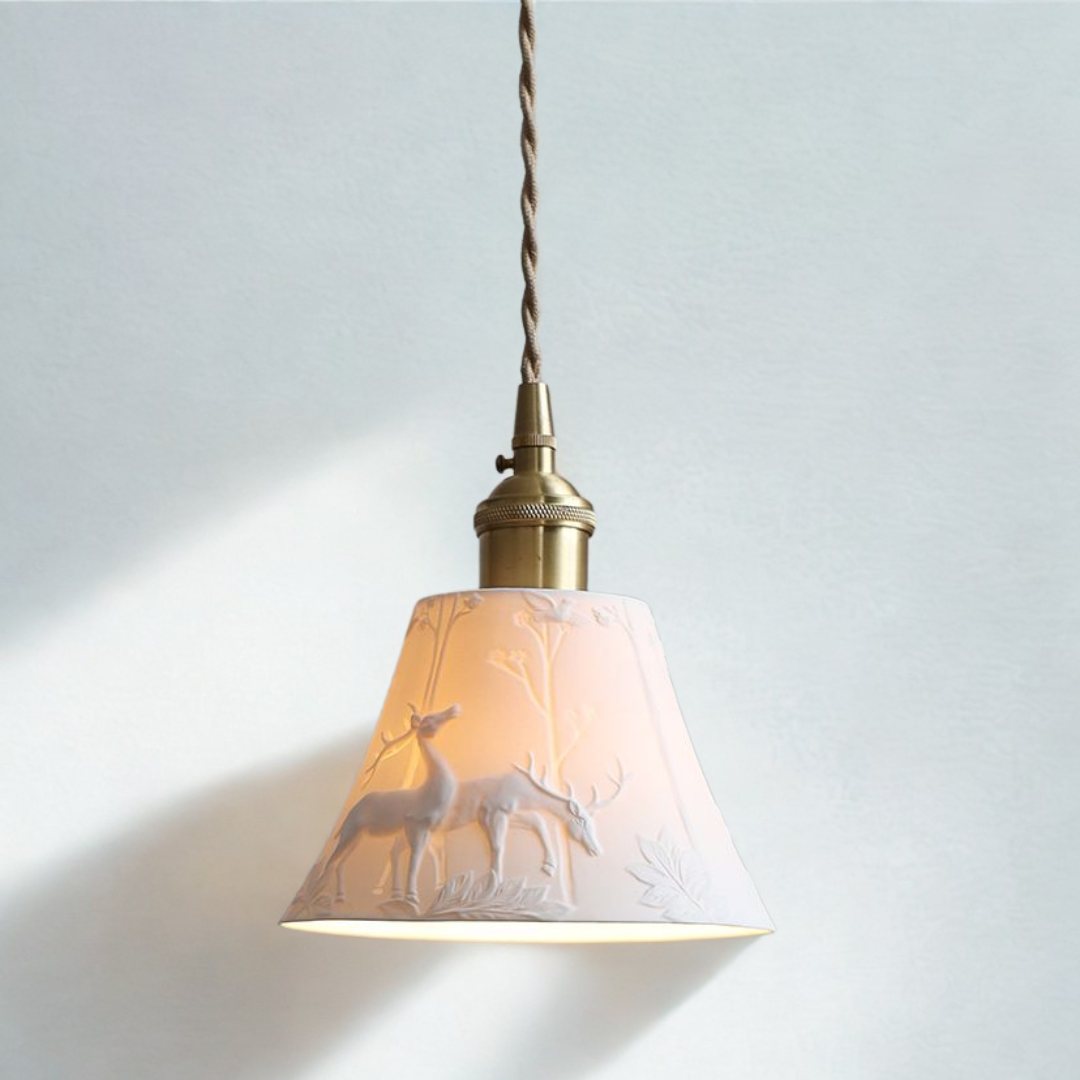 Deer Dream Glow Ceramic Pendant