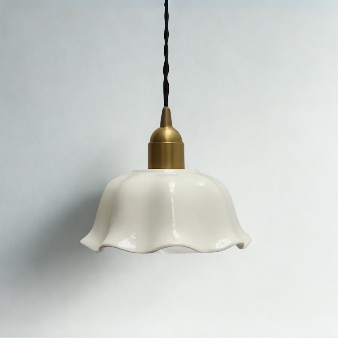 White Bloom Ceramic Pendant