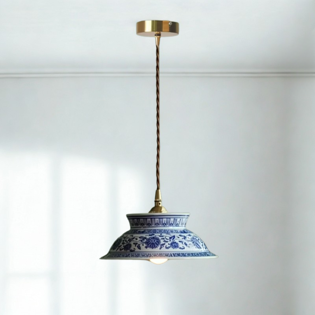 Blue Willow Ceramic Pendant