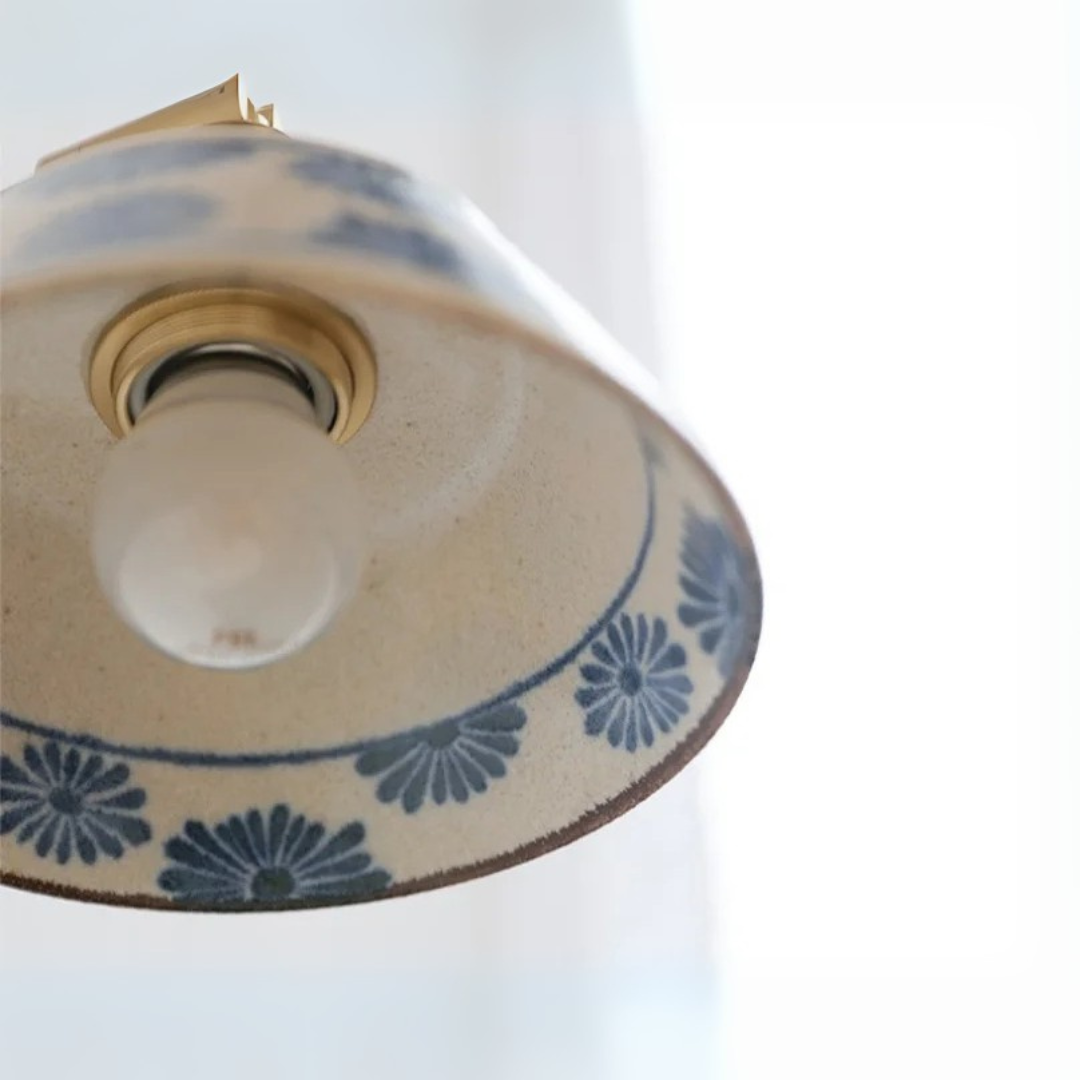 Signature  Ceramic Editions Blue Floral Wall Lamp