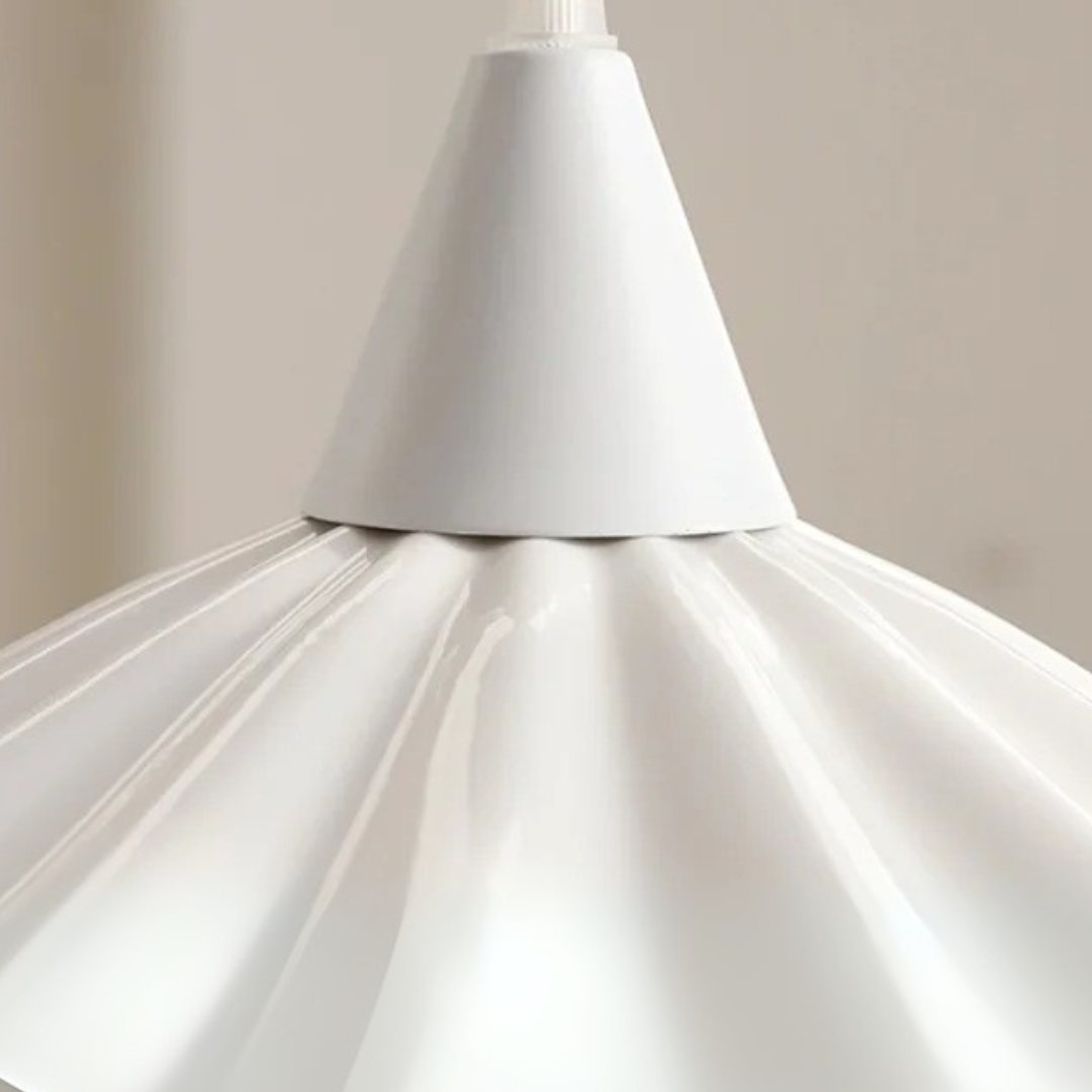 White Ruffle-Edge Ceramic Pendant