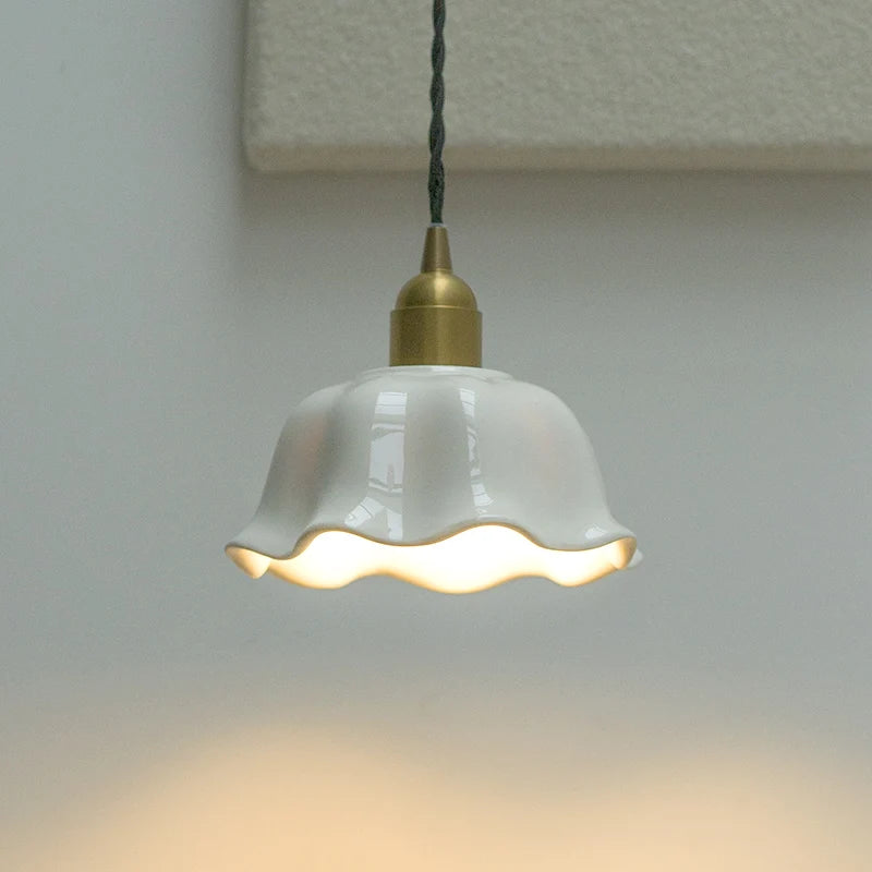 White Bloom Ceramic Pendant