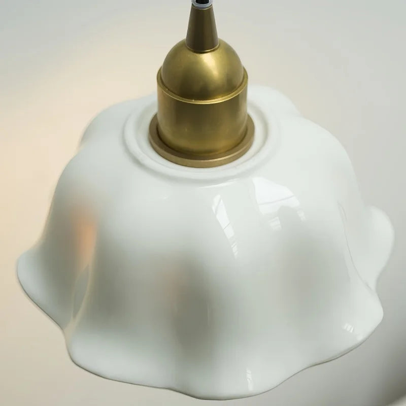 White Bloom Ceramic Pendant