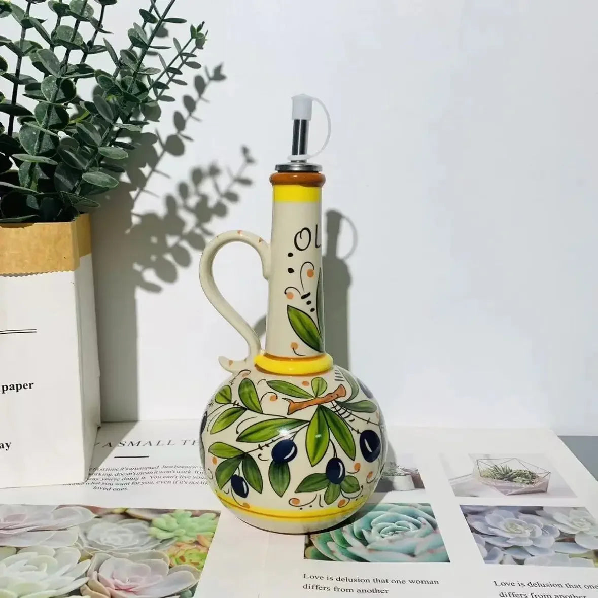 Artisan Ceramic Olive Oil Cruet