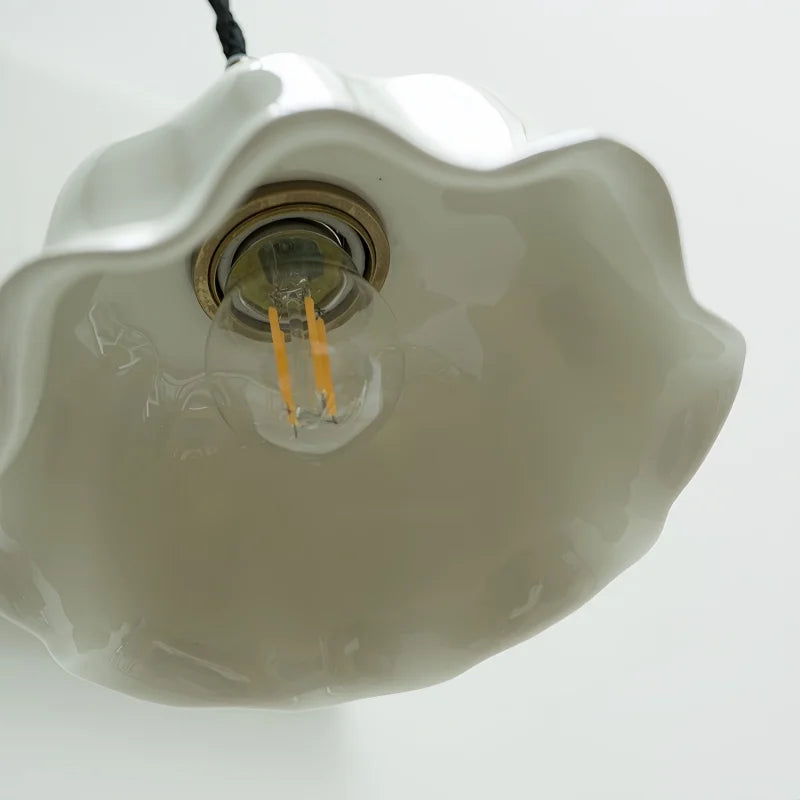 White Bloom Ceramic Pendant