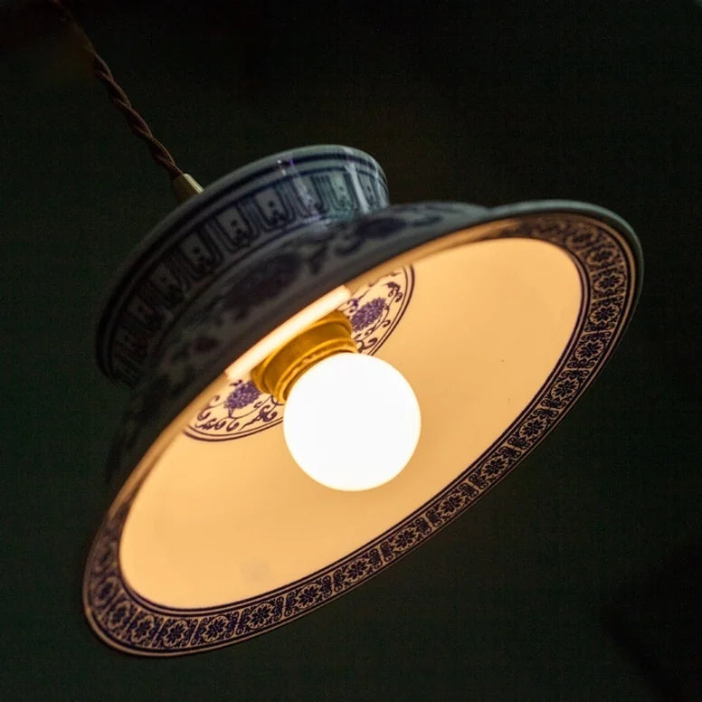 Blue Willow Ceramic Pendant