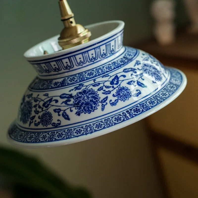 Blue Willow Ceramic Pendant