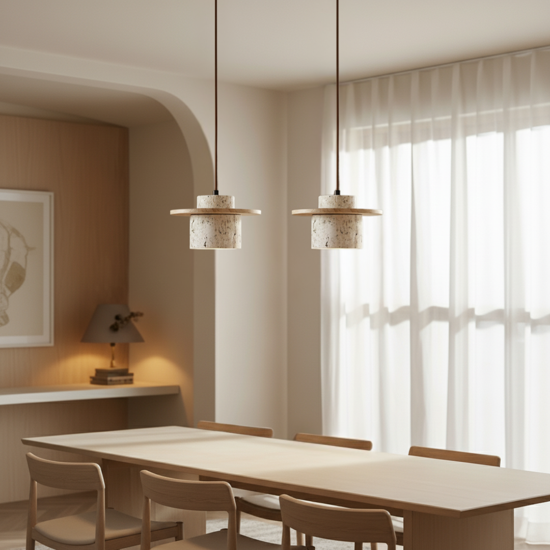 Modern Travertine Luna Pendant