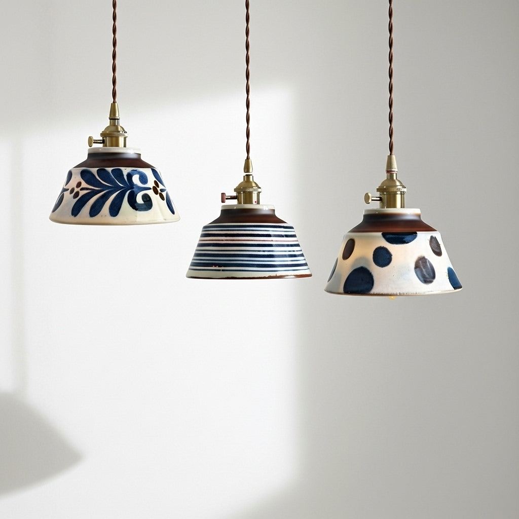 Ceramic Pendant Light Wabi Indigo Line