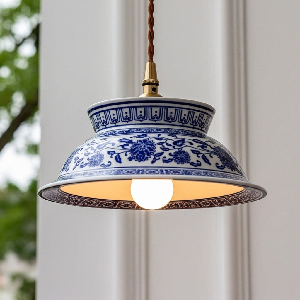 Blue Willow Ceramic Pendant