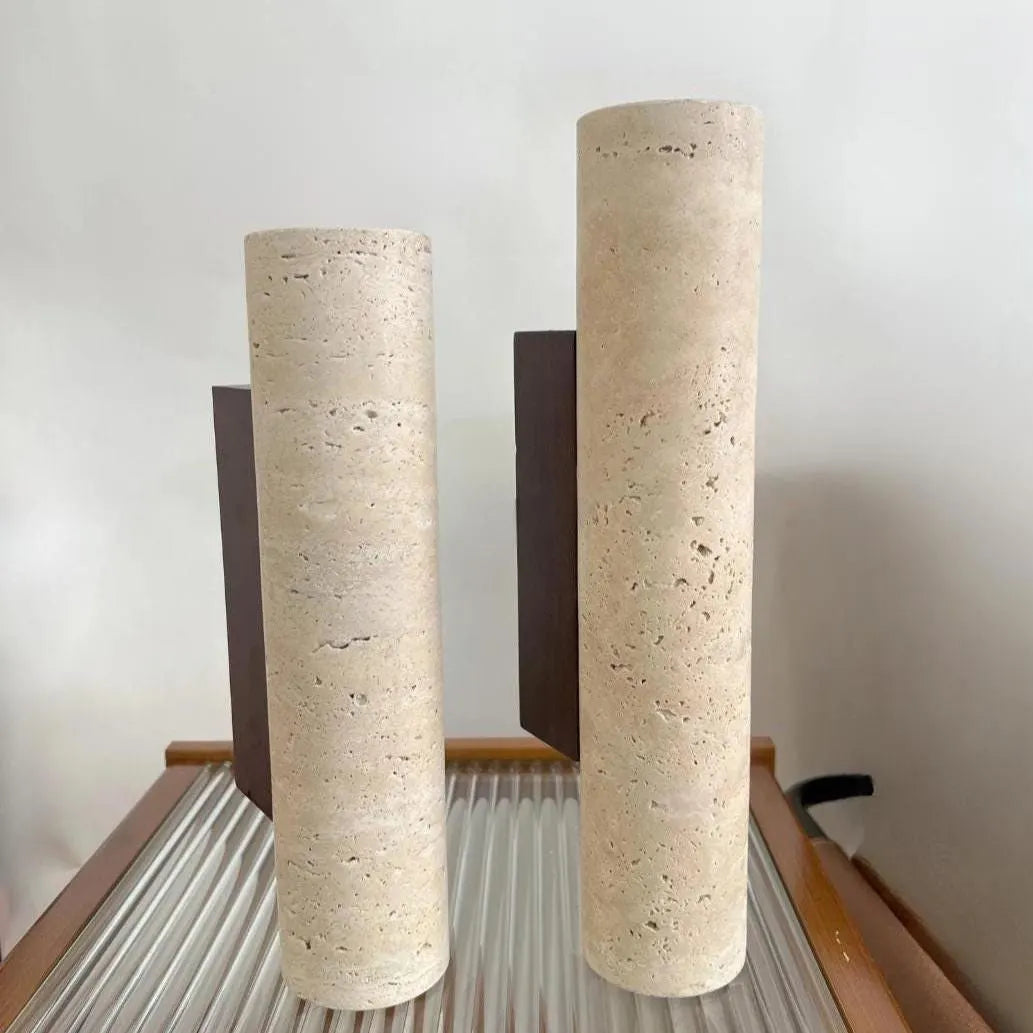 Modern Travertine Cylinder Wall Sconce