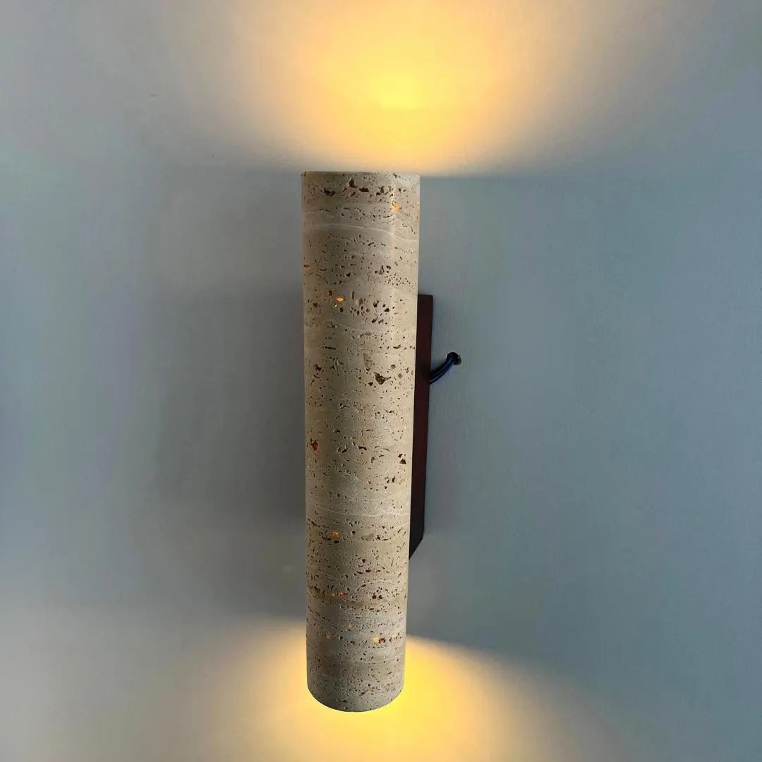 Modern Travertine Cylinder Wall Sconce