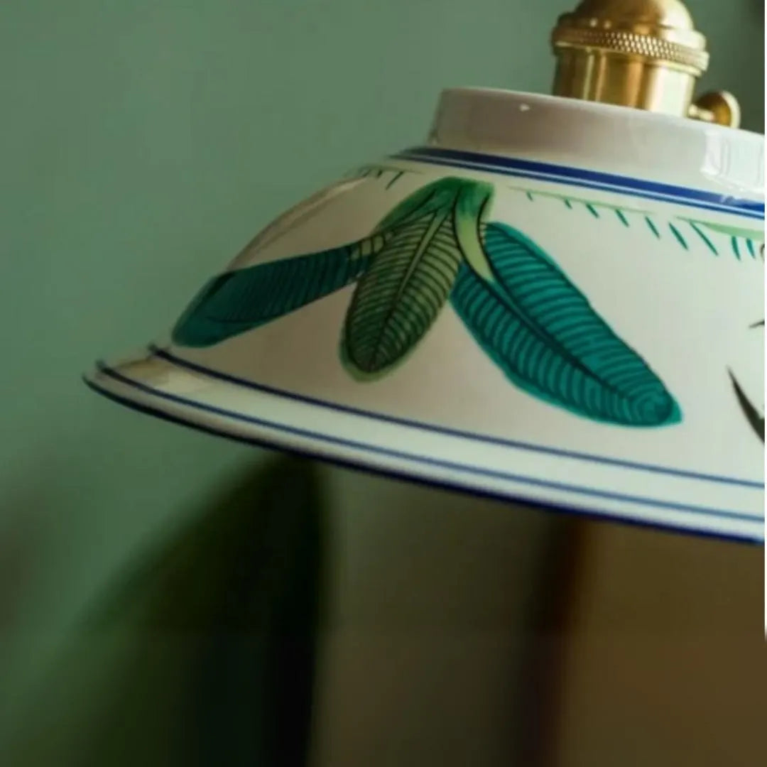 Chicken & Flower Design - Rustic Farmhouse Ceramic Pendant Light