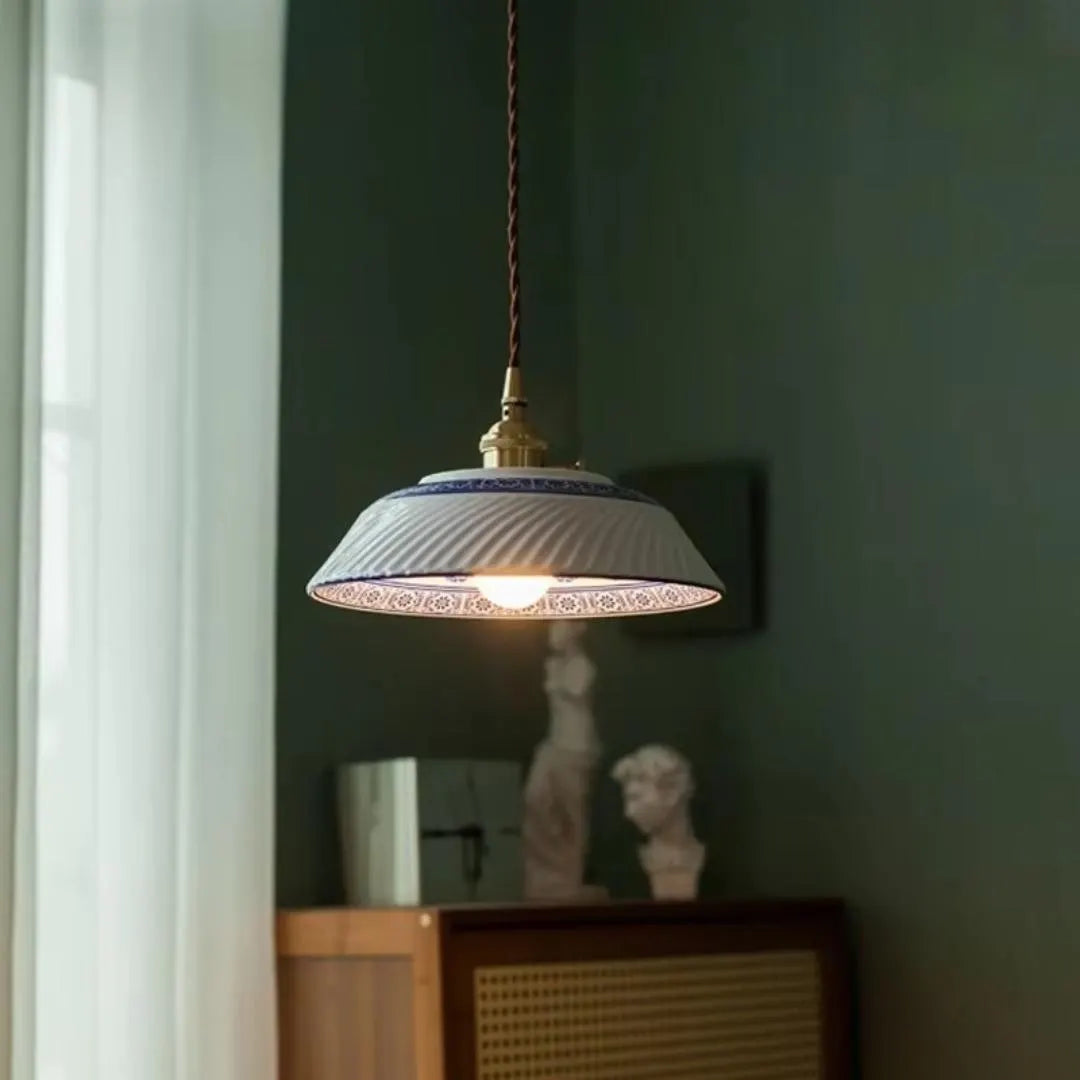 Edo Blue Ceramic Pendant